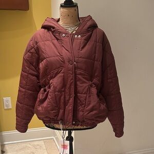 Chocolate Brown Quilted Hooded Puffer Jacket